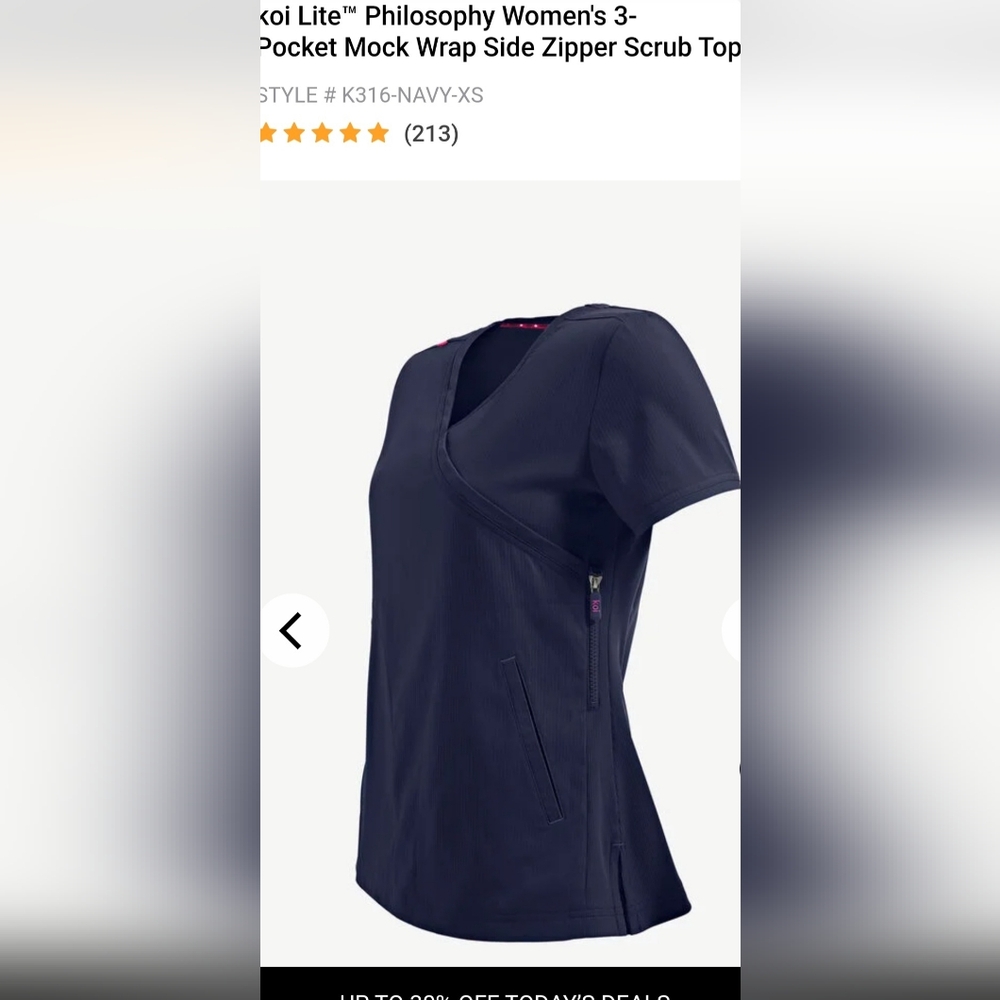 Koi Philosophy Navy Mock Wrap Short Sleeve Scrub Top